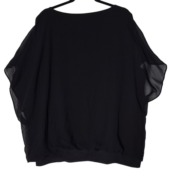 Involand Chiffon Overlay Batwing Sleeve Blouse Women‎ Plus Size 4X Black Top - Picture 5 of 13
